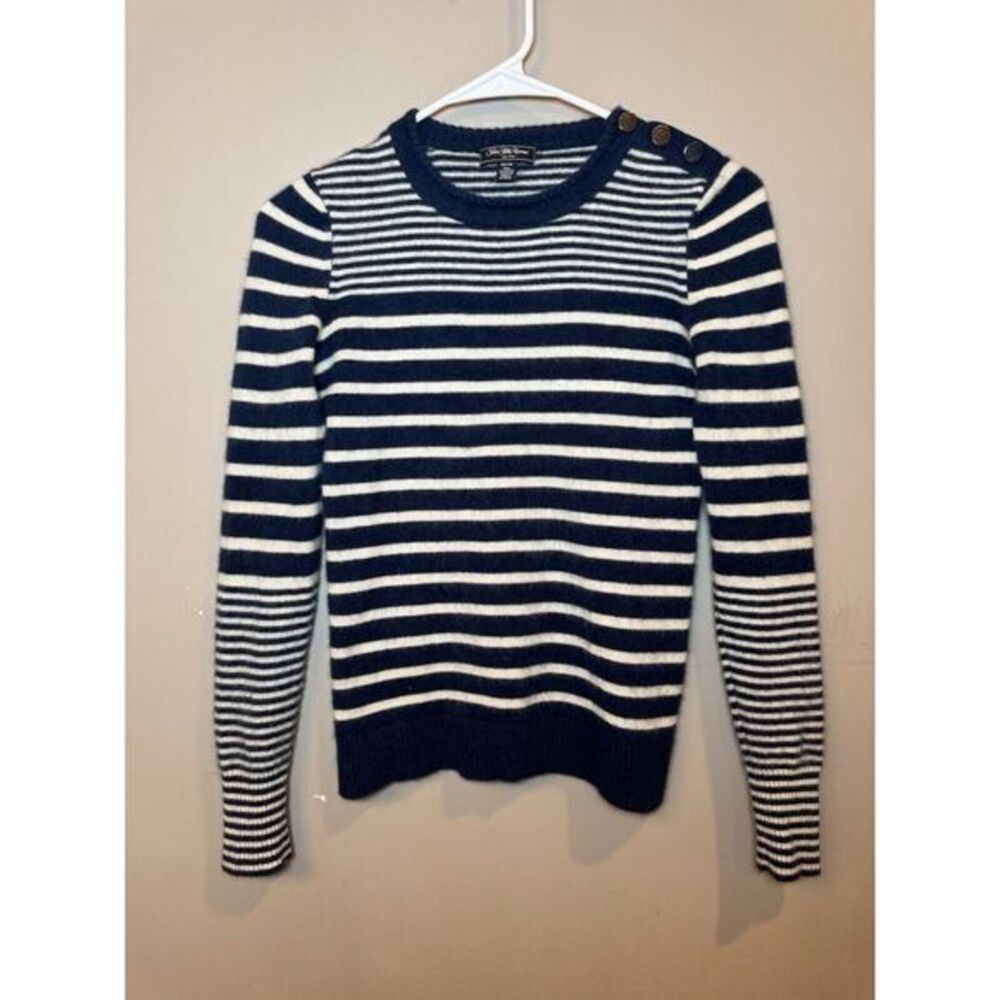 Saks Fifth Avenue 100% Cashmere Navy‎ And White Stripe Sweated Size XS